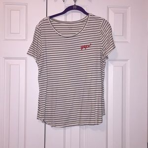 black and white striped shirt with embroiderery